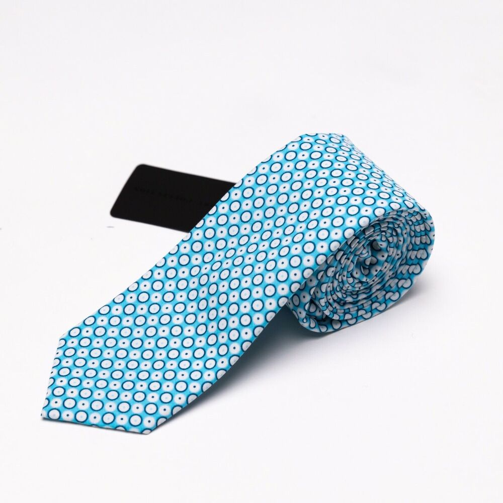 Report Collection Circle Print Cotton Tie Blue 5294